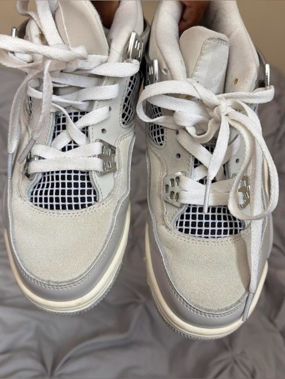 Jordan Kids White and Gray Retro-Style Sneakers